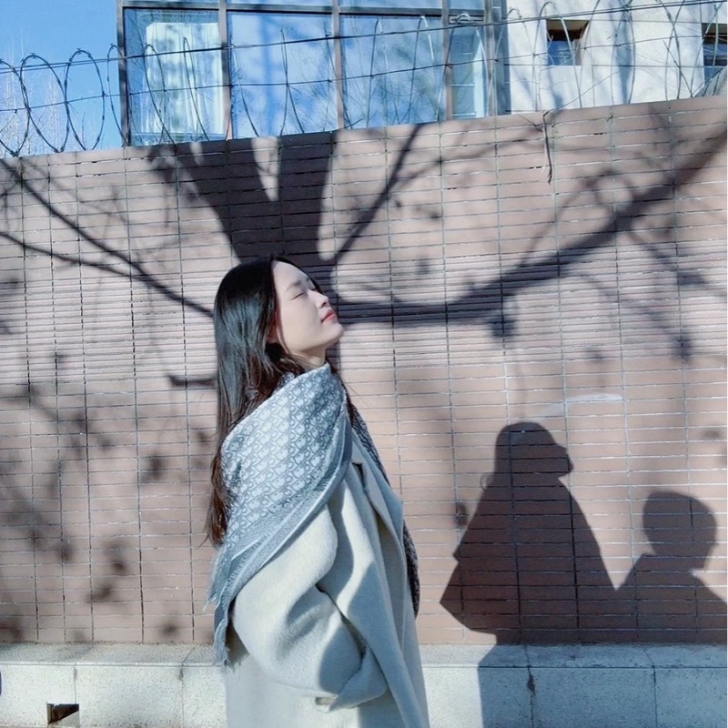 Dior Oblique 牛仔藍色喀什米爾羊毛混紡大方型披巾/圍巾-3