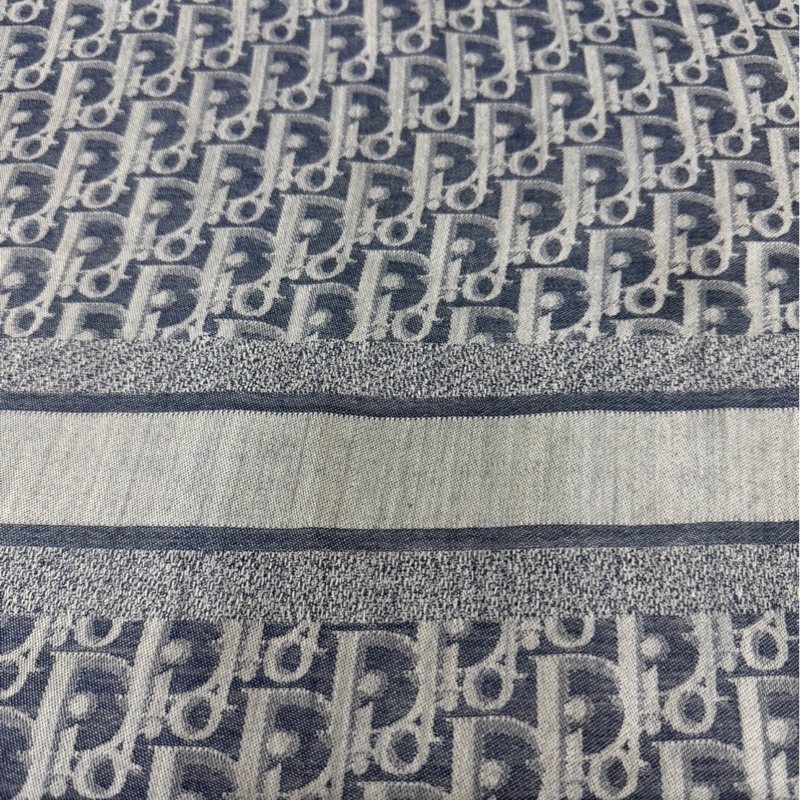 Dior Oblique 牛仔藍色喀什米爾羊毛混紡大方型披巾/圍巾-9