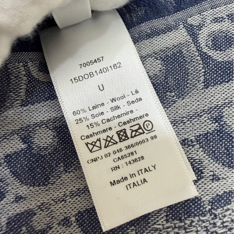 Dior Oblique 牛仔藍色喀什米爾羊毛混紡大方型披巾/圍巾-18