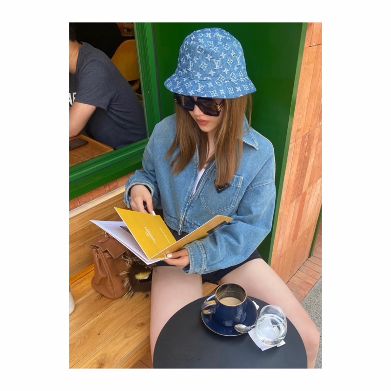 Louis Vuitton LV 牛仔丹寧雙面 漁夫帽 58號-17