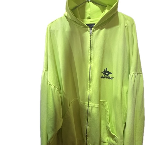 BALENCIAGA 稀少螢光款前後幻影LOGO外套