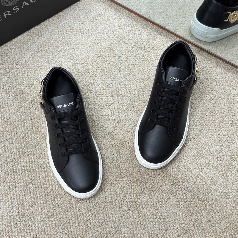 VERSACE 範思哲 黑色全皮系帶休閒鞋 板鞋 經典美杜莎浮雕標識 DST355DS 尺碼35-1