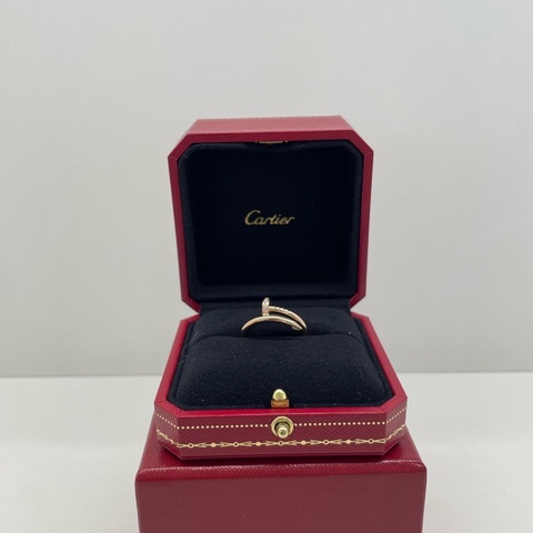 98新Cartier /卡地亞 18k玫瑰金釘子寬版頭尾鑽戒指 尺碼：56碼 附件：內外盒子