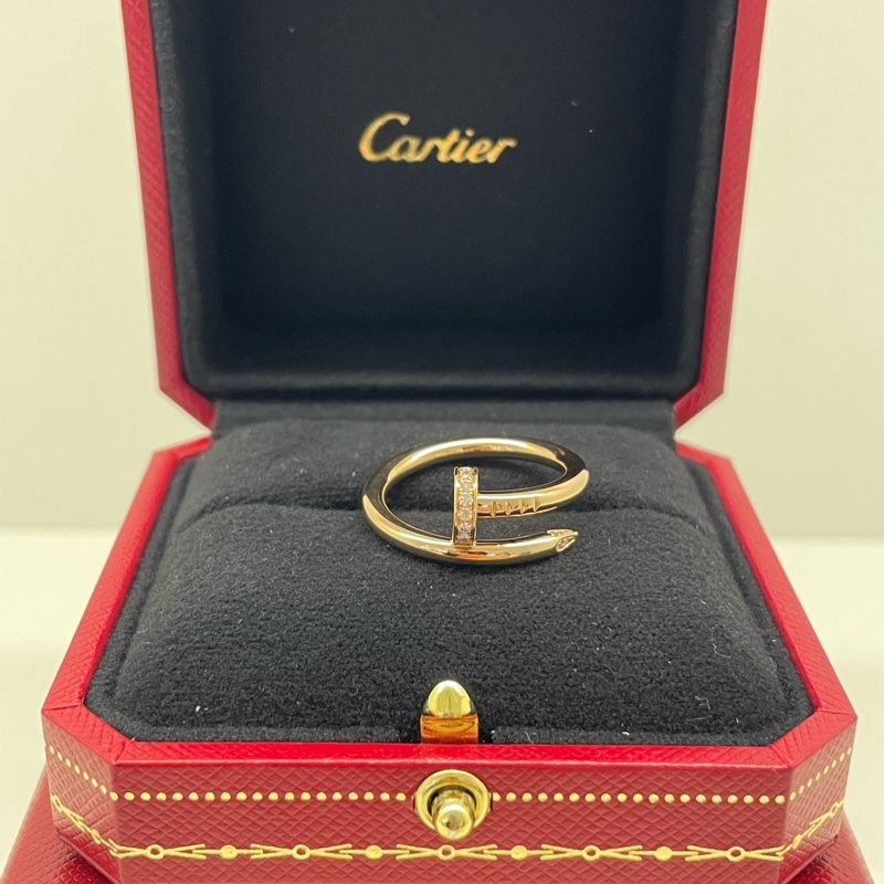 98新Cartier /卡地亞 18k玫瑰金釘子寬版頭尾鑽戒指 尺碼:56碼 附件:內外盒子-1