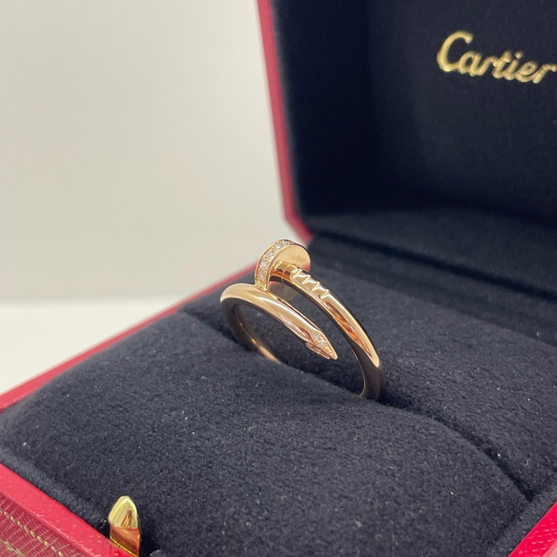 98新Cartier /卡地亞 18k玫瑰金釘子寬版頭尾鑽戒指 尺碼:56碼 附件:內外盒子-2