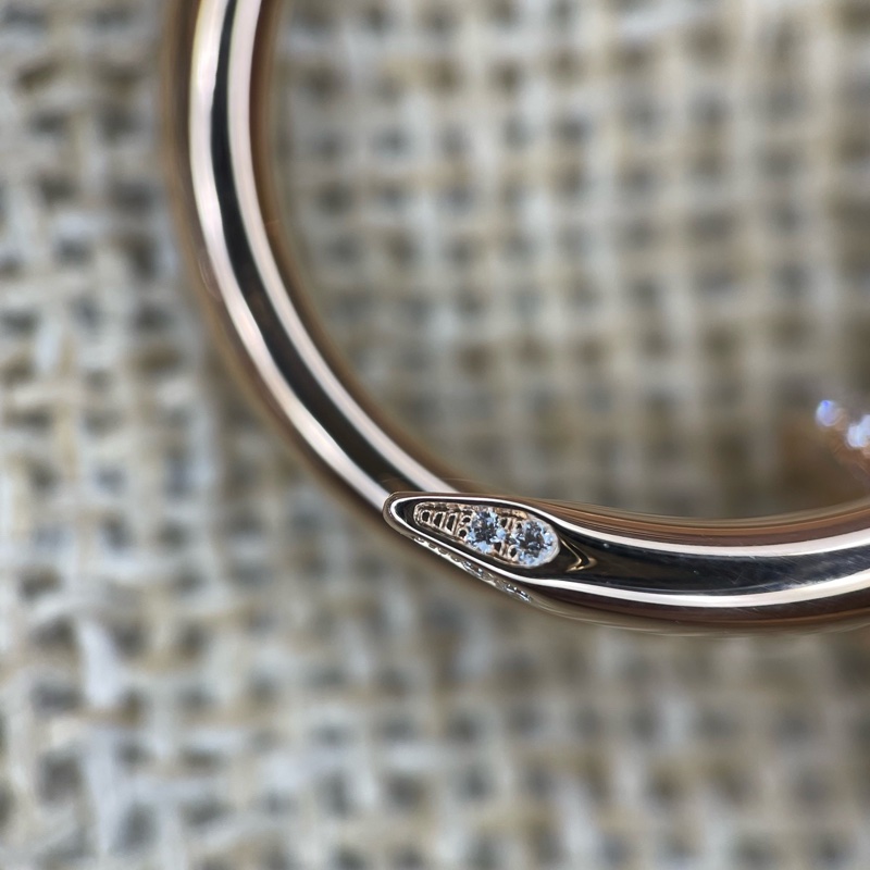 98新Cartier /卡地亞 18k玫瑰金釘子寬版頭尾鑽戒指 尺碼:56碼 附件:內外盒子-7