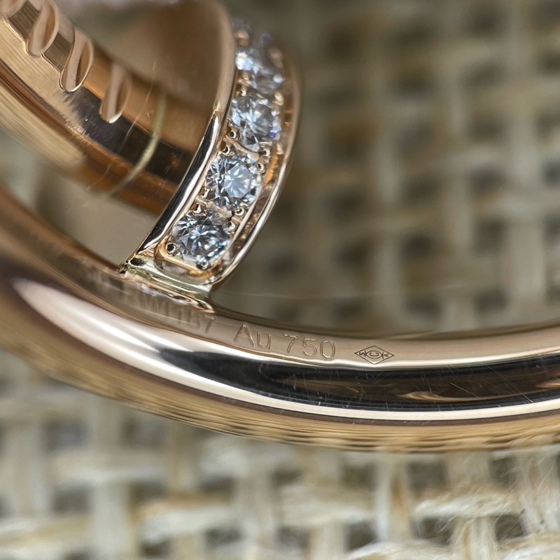 98新Cartier /卡地亞 18k玫瑰金釘子寬版頭尾鑽戒指 尺碼:56碼 附件:內外盒子-10