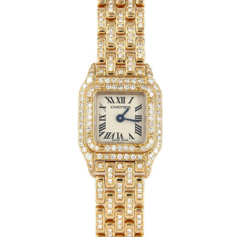 卡地亞迷你獵豹YG 2D手環D WF3141FF石英腕錶