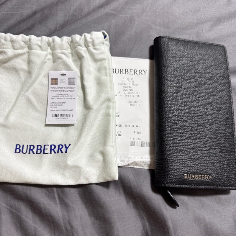 BURBERRY 荔枝紋牛皮內格紋長夾 80840701-5