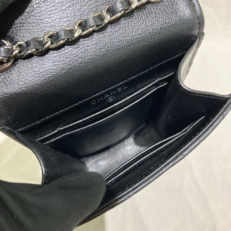 Chanel 香奈兒 95新黑銀手機包 (閒置品)-2