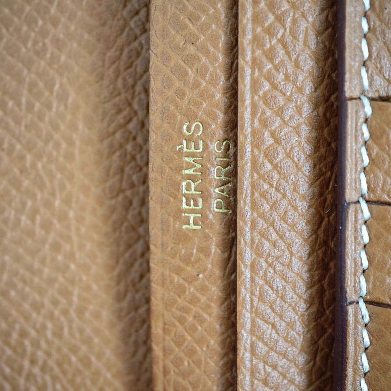 愛馬仕Hermes Bearn 棕色金扣 錢包卡包-3