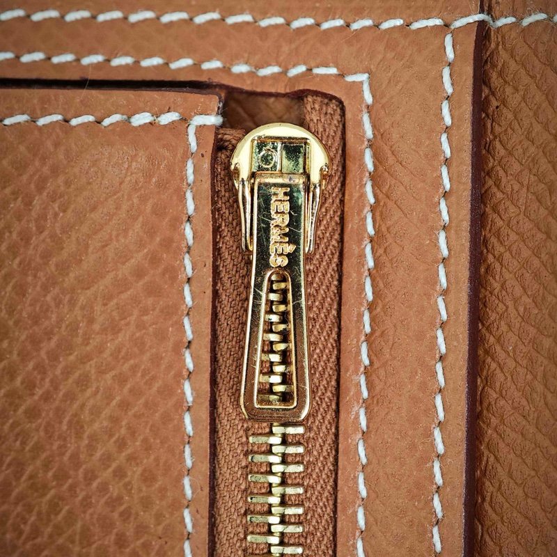愛馬仕Hermes Bearn 棕色金扣 錢包卡包-4