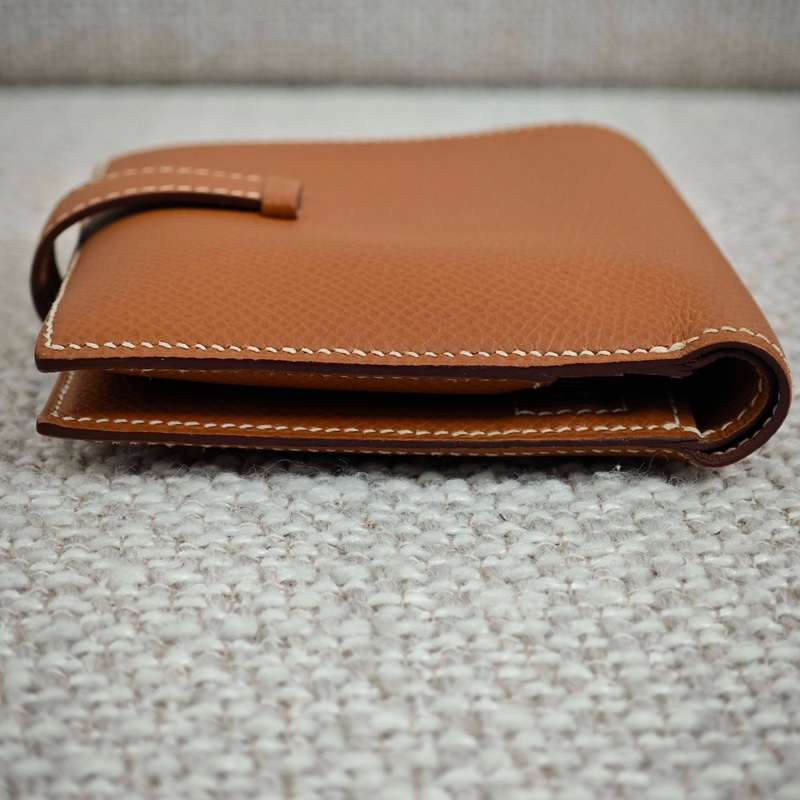 愛馬仕Hermes Bearn 棕色金扣 錢包卡包-6