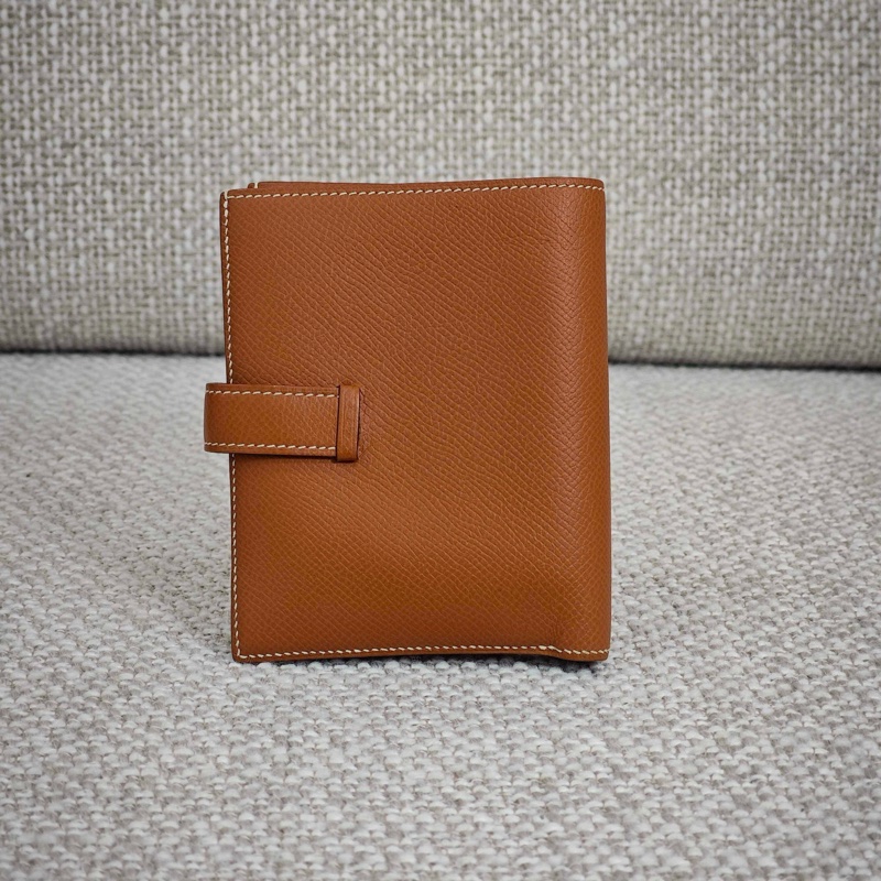 愛馬仕Hermes Bearn 棕色金扣 錢包卡包-8