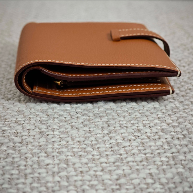 愛馬仕Hermes Bearn 棕色金扣 錢包卡包-9
