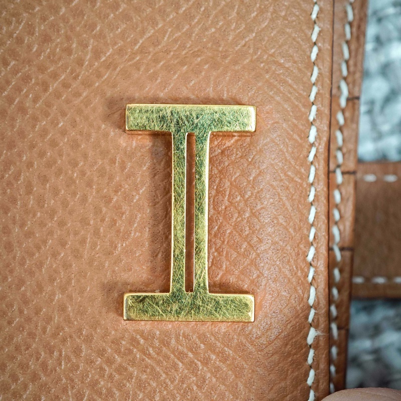 愛馬仕Hermes Bearn 棕色金扣 錢包卡包-11