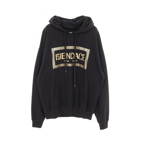FENDI x VERSACE FENDACE 美杜莎刺繡連帽衫，純棉材質，黑色，二手男款 #M