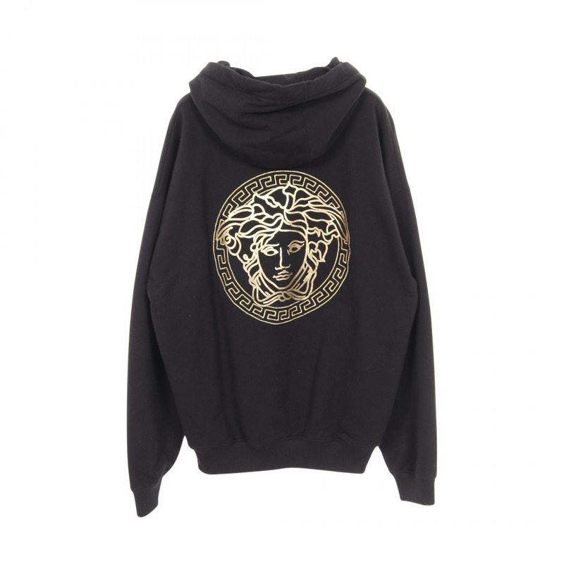 FENDI x VERSACE FENDACE 美杜莎刺繡連帽衫，純棉材質，黑色，二手男款 #M-1