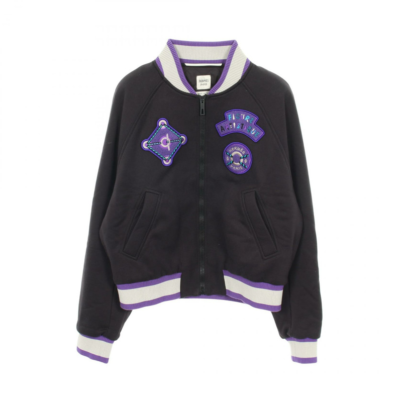 HERMESFigureARTISTIQUE 夾克棉質黑色紫色灰色二手女式-0