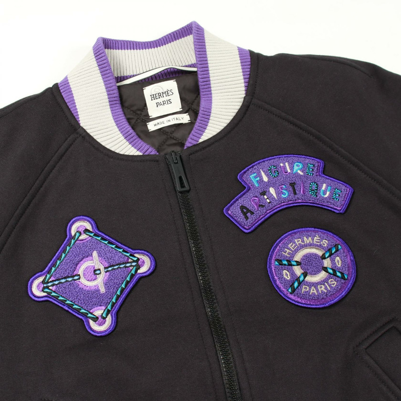 HERMESFigureARTISTIQUE 夾克棉質黑色紫色灰色二手女式-5