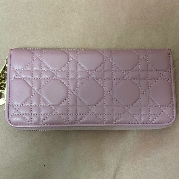 Dior Lady Dior 粉紫羊皮長夾｜拉鍊長夾-10