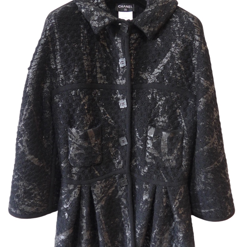 CHANEL 8分袖下擺荷葉邊毛料外套-1