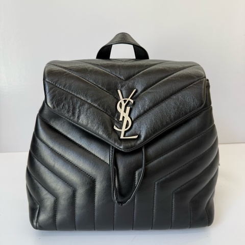 YSL 聖羅蘭 黑色牛皮後背包 LOULOU BACKPACK 487220
