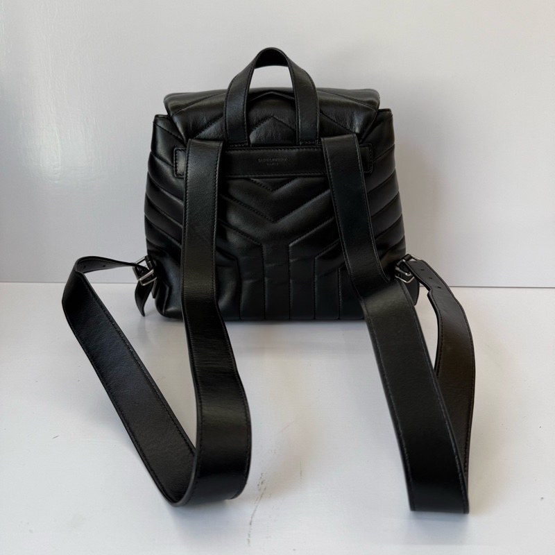 YSL 聖羅蘭 黑色牛皮後背包 LOULOU BACKPACK 487220-1