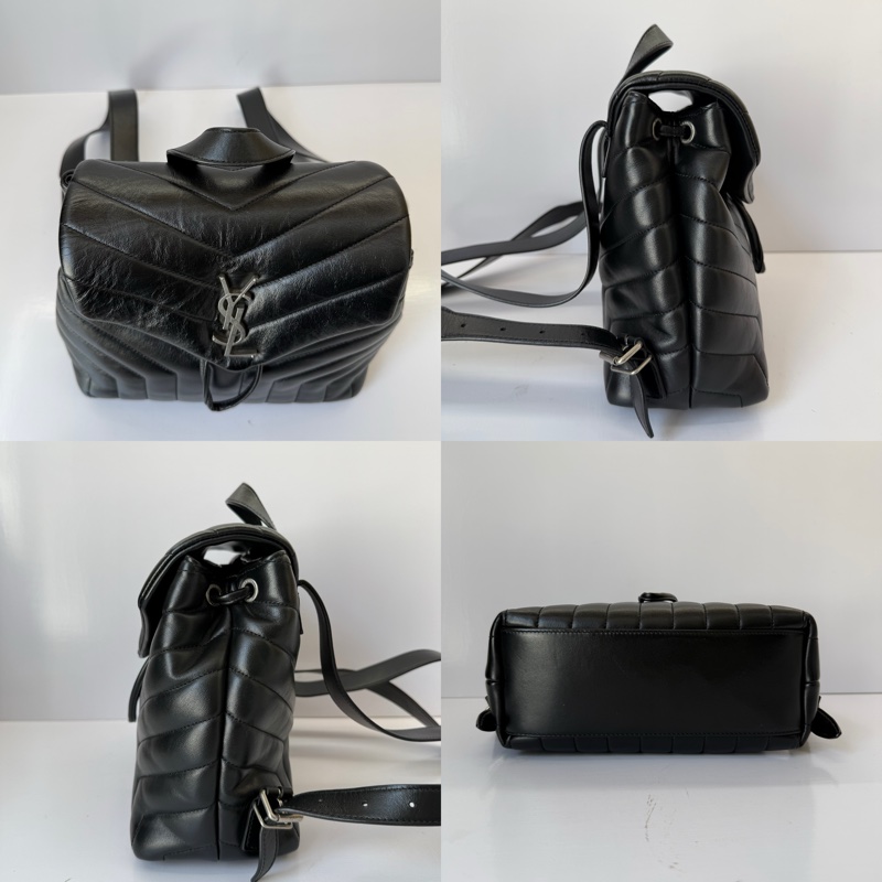 YSL 聖羅蘭 黑色牛皮後背包 LOULOU BACKPACK 487220-2