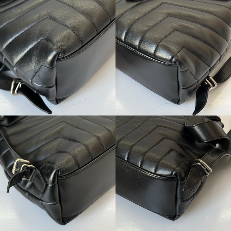 YSL 聖羅蘭 黑色牛皮後背包 LOULOU BACKPACK 487220-3