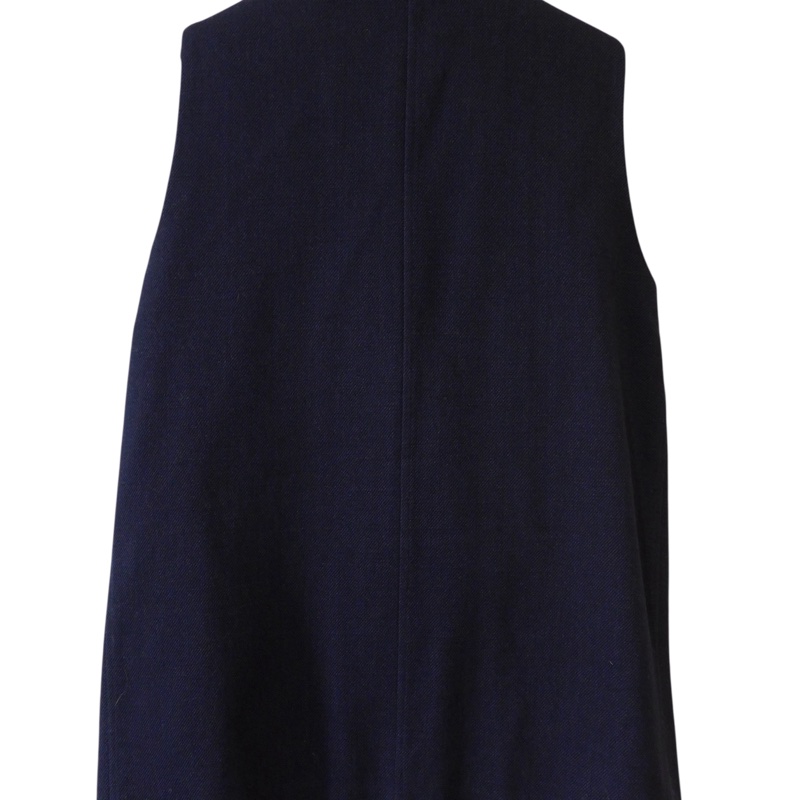HERMES深藍色簡約厚磅棉背心外套-3