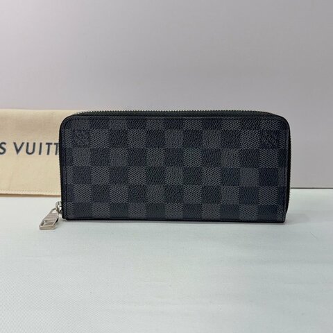 LV 黑灰棋盤格拉鏈長夾
