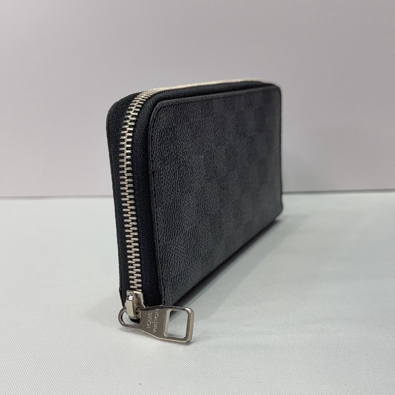 LV 黑灰棋盤格拉鏈長夾-3