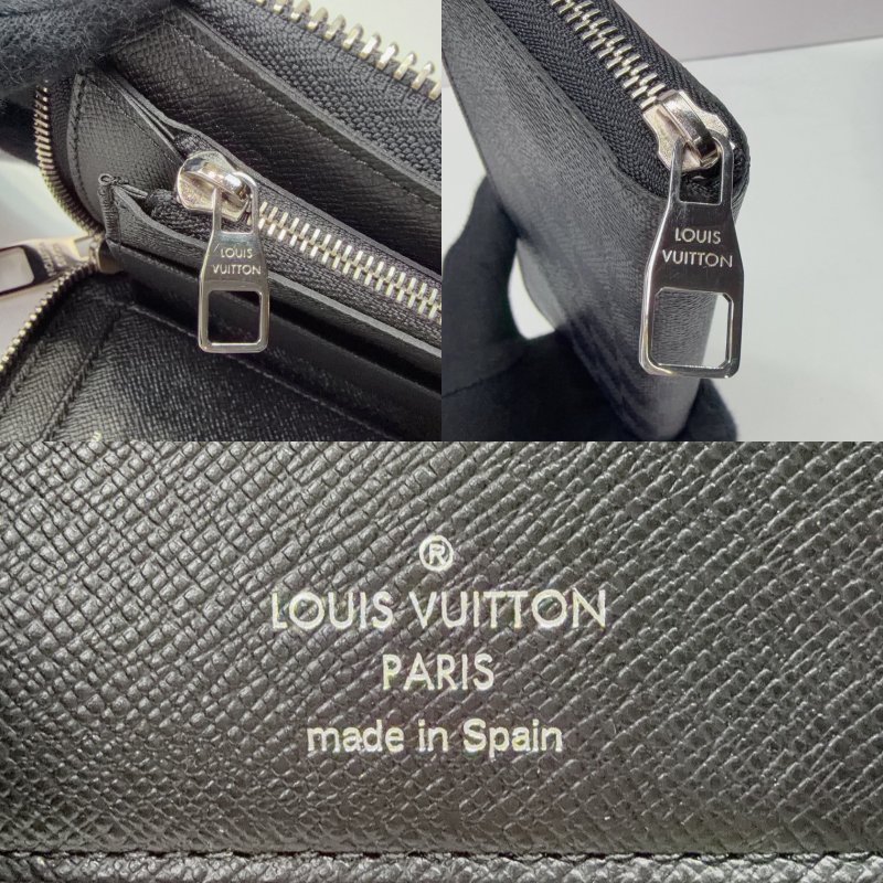 LV 黑灰棋盤格拉鏈長夾-7