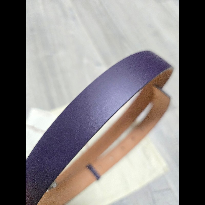 (全新閒置品)Ferragamo LOGO紫色皮帶-3