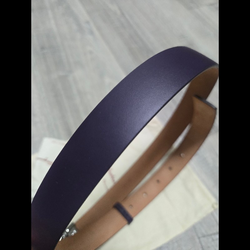 (全新閒置品)Ferragamo LOGO紫色皮帶-4