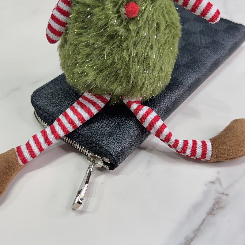 LV 黑灰棋盤格直式拉鏈長夾-6