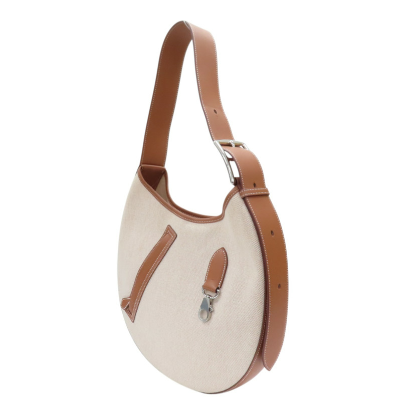 金棕色 Swift牛皮 米色 帆布 Arcon 肩背包 W刻 銀扣【HERMES 愛馬仕】 H084853CKAA-2