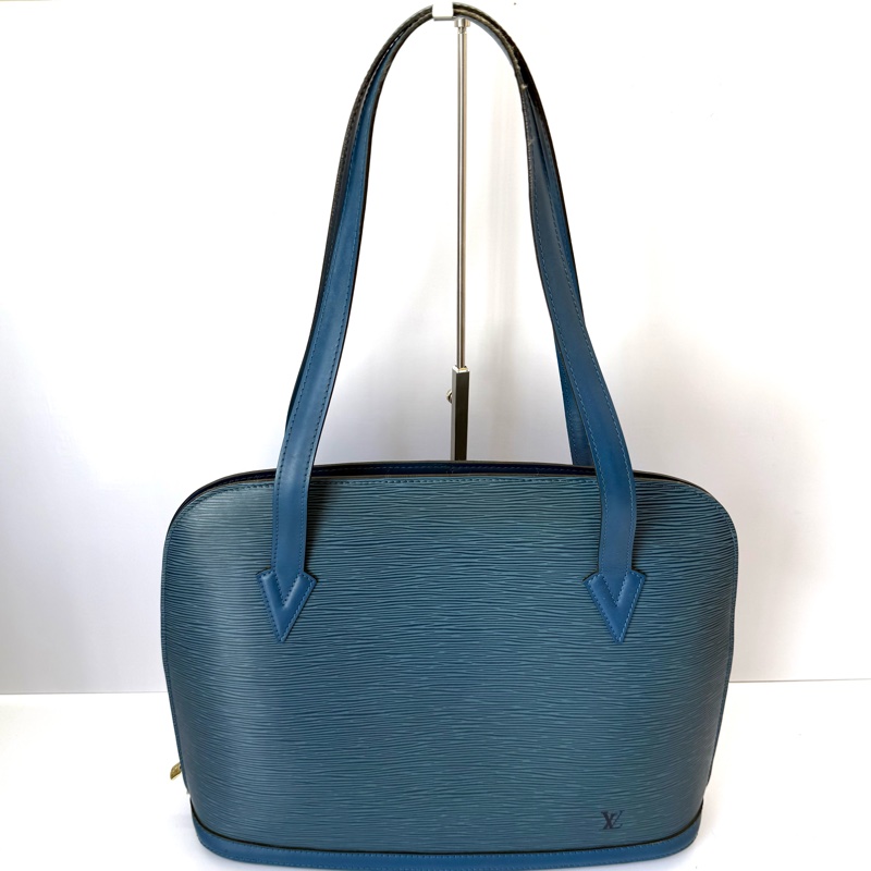 LOUIS VUITTON 路易威登 藍色EPI水波紋肩背包 LUSSAC M52285-0