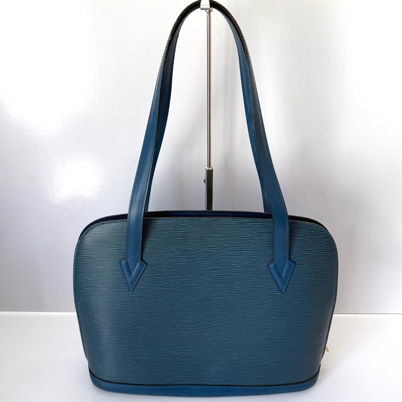 LOUIS VUITTON 路易威登 藍色EPI水波紋肩背包 LUSSAC M52285-1