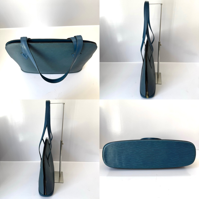 LOUIS VUITTON 路易威登 藍色EPI水波紋肩背包 LUSSAC M52285-3