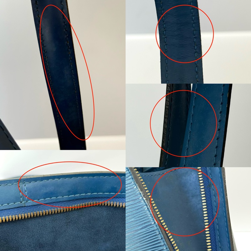 LOUIS VUITTON 路易威登 藍色EPI水波紋肩背包 LUSSAC M52285-8