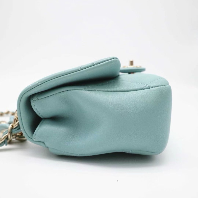 Chanel 大mini 鏈條包 Tiffany藍淡金扣24X16X6cm 98新配件塵袋 保卡-2