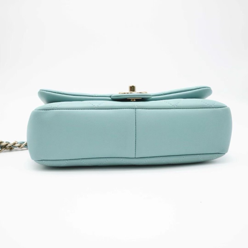 Chanel 大mini 鏈條包 Tiffany藍淡金扣24X16X6cm 98新配件塵袋 保卡-3