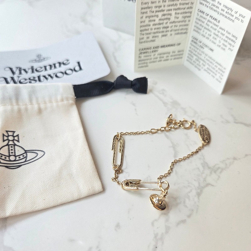 Vivienne Westwood經典迴紋針手鍊925純銀-金色款-1