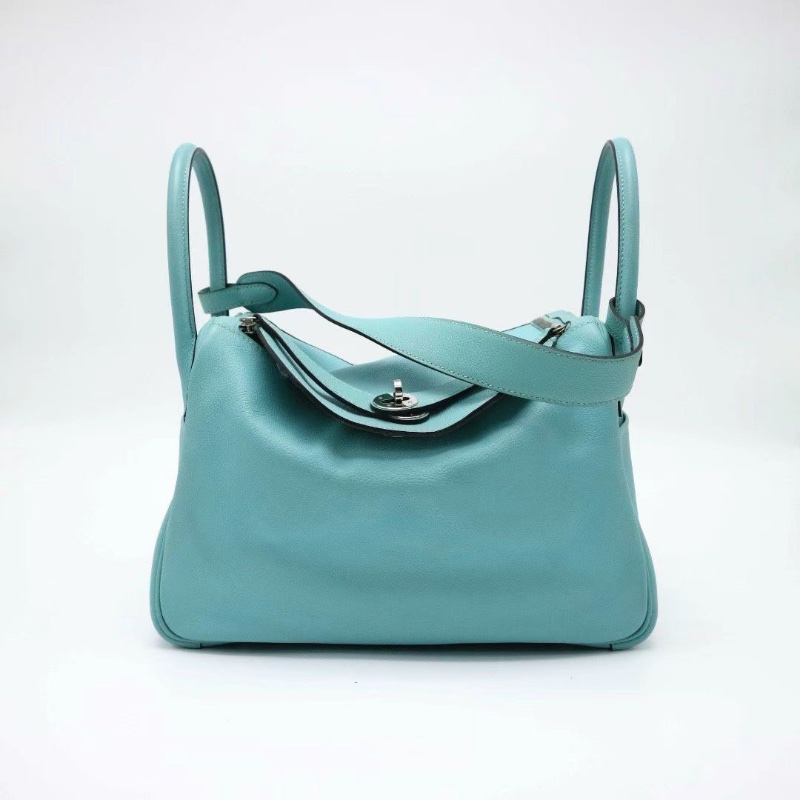 HERMES Lindy 30 肩背包馬卡龍藍+清冷銀扣 Evercolor小牛皮30*20 98新配件塵袋-2