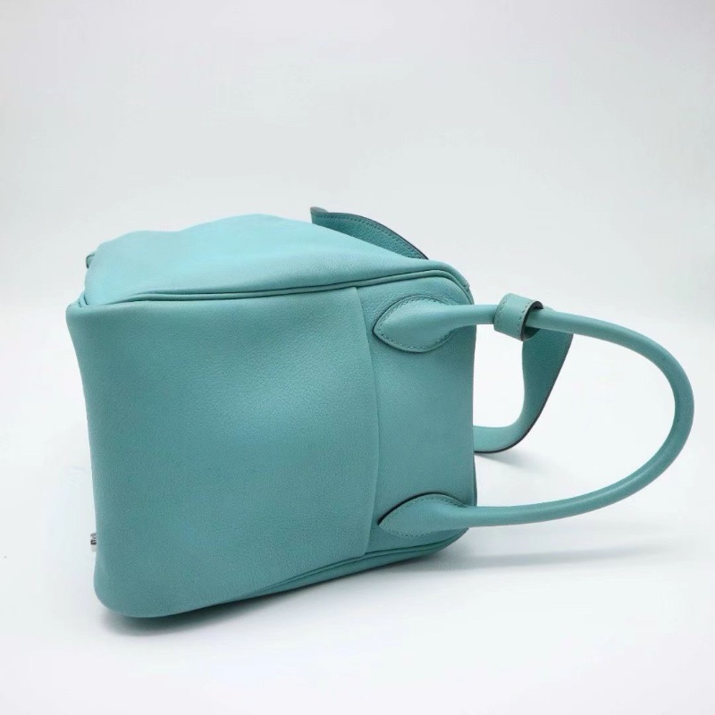 HERMES Lindy 30 肩背包馬卡龍藍+清冷銀扣 Evercolor小牛皮30*20 98新配件塵袋-6