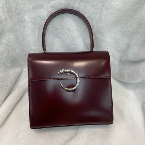 CARTIER 棗紅色大C銀扣2way  xc016