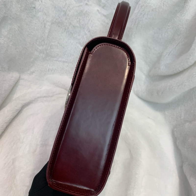 CARTIER 棗紅色大C銀扣2way xc016-2