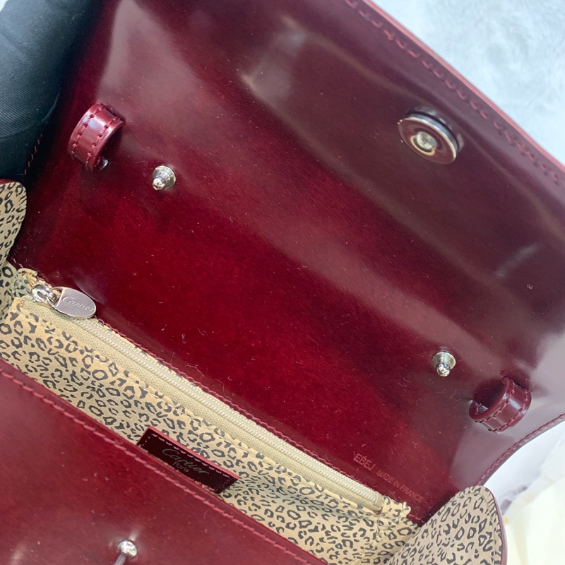 CARTIER 棗紅色大C銀扣2way xc016-8